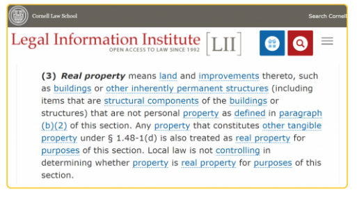 an excerpt from legal information institute defining real property