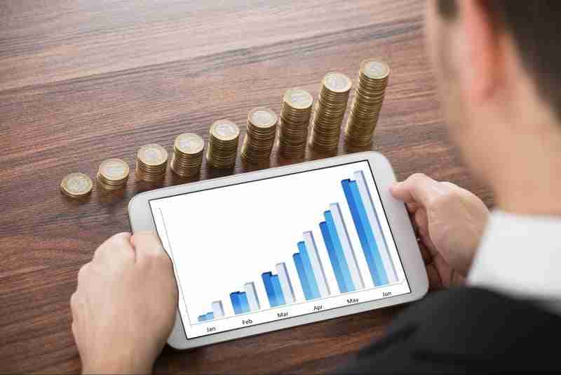 Bar graph with stacks of coins